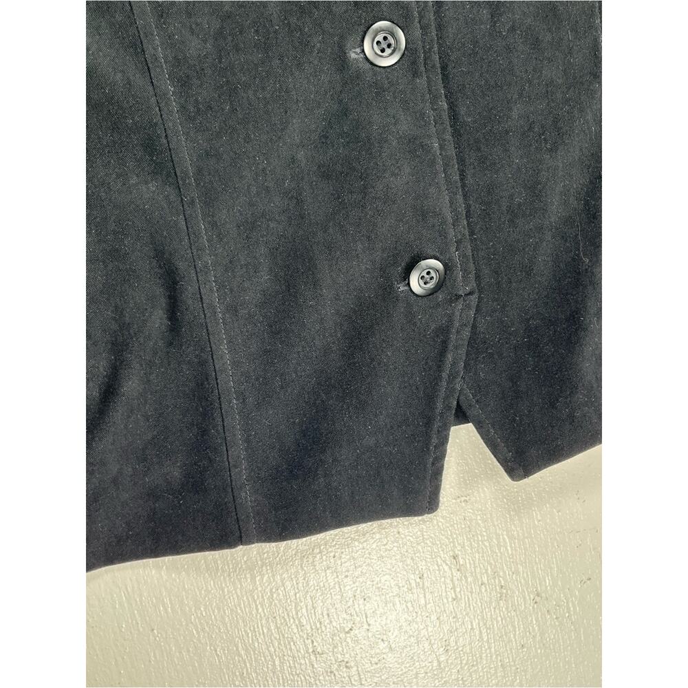 Vintage Black Velvet Button-Front Top by BRIGGS Size Large Petite Whimsigoth - Picture 3 of 6